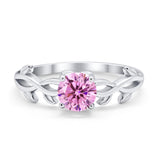 Solitaire Wedding Ring Round Simulated Cubic Zirconia 925 Sterling Silver