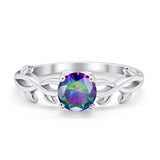 Solitaire Wedding Ring Round Simulated Cubic Zirconia 925 Sterling Silver