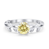 Solitaire Wedding Ring Round Simulated Cubic Zirconia 925 Sterling Silver