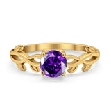 Solitaire Wedding Ring Round Simulated Cubic Zirconia 925 Sterling Silver