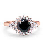 Halo Vintage Style Wedding Ring Round Simulated Cubic Zirconia 925 Sterling Silver