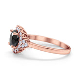 Halo Vintage Style Wedding Ring Round Simulated Cubic Zirconia 925 Sterling Silver