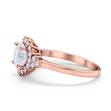 Halo Vintage Style Wedding Ring Round Simulated Cubic Zirconia 925 Sterling Silver