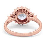 Halo Vintage Style Wedding Ring Round Simulated Cubic Zirconia 925 Sterling Silver