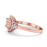 Halo Vintage Style Wedding Ring Round Simulated Cubic Zirconia 925 Sterling Silver