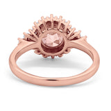 Halo Vintage Style Wedding Ring Round Simulated Cubic Zirconia 925 Sterling Silver