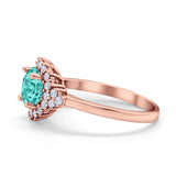 Halo Vintage Style Wedding Ring Round Simulated Cubic Zirconia 925 Sterling Silver