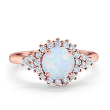 Halo Vintage Style Wedding Ring Round Simulated Cubic Zirconia 925 Sterling Silver