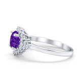 Halo Vintage Style Wedding Ring Round Simulated Cubic Zirconia 925 Sterling Silver