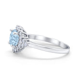 Halo Vintage Style Wedding Ring Round Simulated Cubic Zirconia 925 Sterling Silver