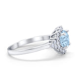 Halo Vintage Style Wedding Ring Round Simulated Cubic Zirconia 925 Sterling Silver