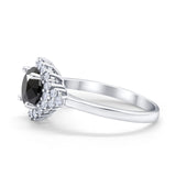 Halo Vintage Style Wedding Ring Round Simulated Cubic Zirconia 925 Sterling Silver