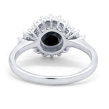 Halo Vintage Style Wedding Ring Round Simulated Cubic Zirconia 925 Sterling Silver