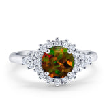 Halo Vintage Style Wedding Ring Round Simulated Cubic Zirconia 925 Sterling Silver