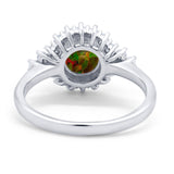 Halo Vintage Style Wedding Ring Round Simulated Cubic Zirconia 925 Sterling Silver