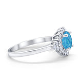 Halo Vintage Style Wedding Ring Round Simulated Cubic Zirconia 925 Sterling Silver