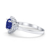 Halo Vintage Style Wedding Ring Round Simulated Cubic Zirconia 925 Sterling Silver