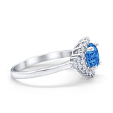 Halo Vintage Style Wedding Ring Round Simulated Cubic Zirconia 925 Sterling Silver
