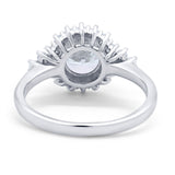 Halo Vintage Style Wedding Ring Round Simulated Cubic Zirconia 925 Sterling Silver