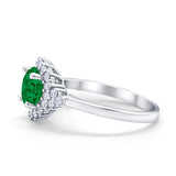 Halo Vintage Style Wedding Ring Round Simulated Cubic Zirconia 925 Sterling Silver