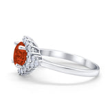 Halo Vintage Style Wedding Ring Round Simulated Cubic Zirconia 925 Sterling Silver