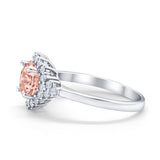 Halo Vintage Style Wedding Ring Round Simulated Cubic Zirconia 925 Sterling Silver