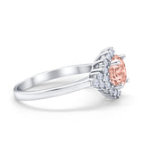 Halo Vintage Style Wedding Ring Round Simulated Cubic Zirconia 925 Sterling Silver