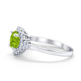 Halo Vintage Style Wedding Ring Round Simulated Cubic Zirconia 925 Sterling Silver