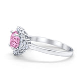 Halo Vintage Style Wedding Ring Round Simulated Cubic Zirconia 925 Sterling Silver