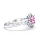 Halo Vintage Style Wedding Ring Round Simulated Cubic Zirconia 925 Sterling Silver