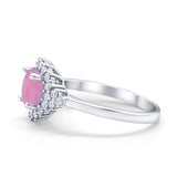 Halo Vintage Style Wedding Ring Round Simulated Cubic Zirconia 925 Sterling Silver