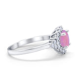 Halo Vintage Style Wedding Ring Round Simulated Cubic Zirconia 925 Sterling Silver
