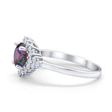 Halo Vintage Style Wedding Ring Round Simulated Cubic Zirconia 925 Sterling Silver