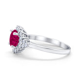 Halo Vintage Style Wedding Ring Round Simulated Cubic Zirconia 925 Sterling Silver