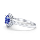 Halo Vintage Style Wedding Ring Round Simulated Cubic Zirconia 925 Sterling Silver