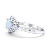 Halo Vintage Style Wedding Ring Round Simulated Cubic Zirconia 925 Sterling Silver