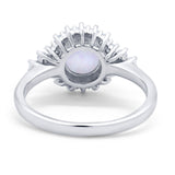Halo Vintage Style Wedding Ring Round Simulated Cubic Zirconia 925 Sterling Silver