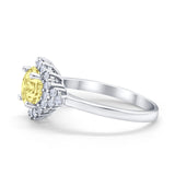 Halo Vintage Style Wedding Ring Round Simulated Cubic Zirconia 925 Sterling Silver