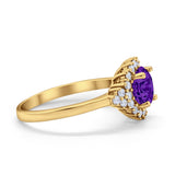 Halo Vintage Style Wedding Ring Round Simulated Cubic Zirconia 925 Sterling Silver