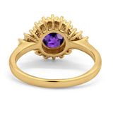 Halo Vintage Style Wedding Ring Round Simulated Cubic Zirconia 925 Sterling Silver