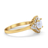 Halo Vintage Style Wedding Ring Round Simulated Cubic Zirconia 925 Sterling Silver