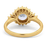 Halo Vintage Style Wedding Ring Round Simulated Cubic Zirconia 925 Sterling Silver