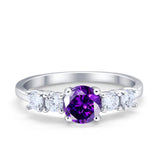 Wedding Engagement Bridal Ring Round Simulated Cubic Zirconia 925 Sterling Silver