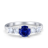 Wedding Engagement Bridal Ring Round Simulated Cubic Zirconia 925 Sterling Silver