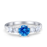Wedding Engagement Bridal Ring Round Simulated Cubic Zirconia 925 Sterling Silver