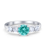 Wedding Engagement Bridal Ring Round Simulated Cubic Zirconia 925 Sterling Silver