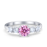 Wedding Engagement Bridal Ring Round Simulated Cubic Zirconia 925 Sterling Silver