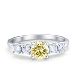 Wedding Engagement Bridal Ring Round Simulated Cubic Zirconia 925 Sterling Silver