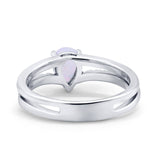 Teardrop Wedding Ring Simulated Cubic Zirconia Accent 925 Sterling Silver