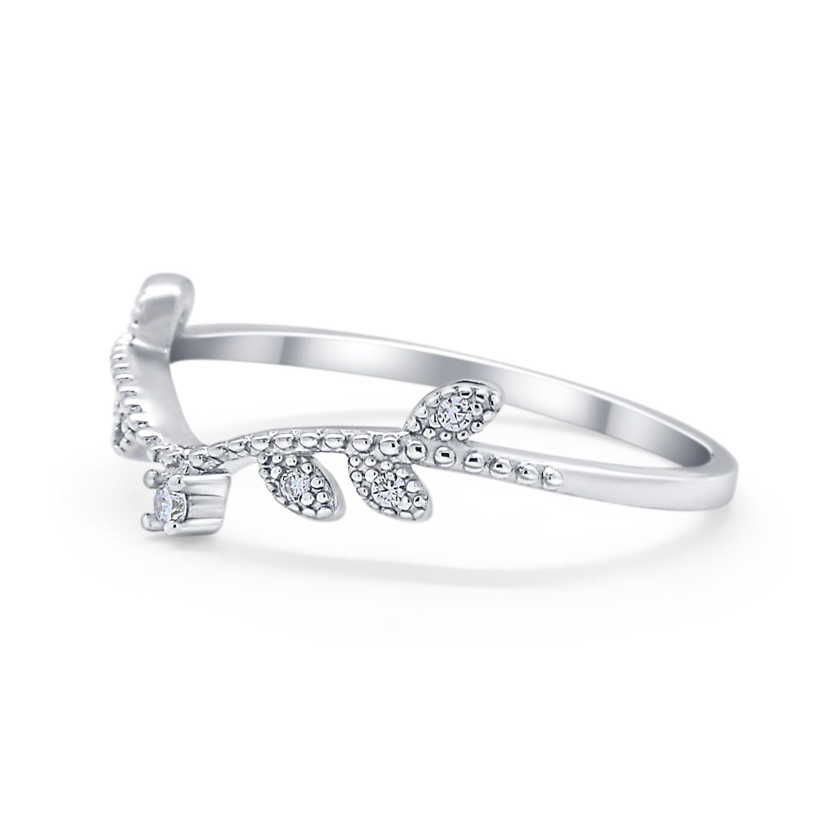 Art Deco V Design Eternity Wedding Rings Simulated CZ 925 Sterling Silver